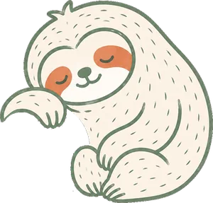 Pearl the sloth, curled up and unhurried
